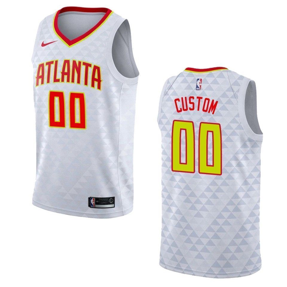 Atlanta Hawks 00 Custom Association Swingman White NBA Jersey Men's