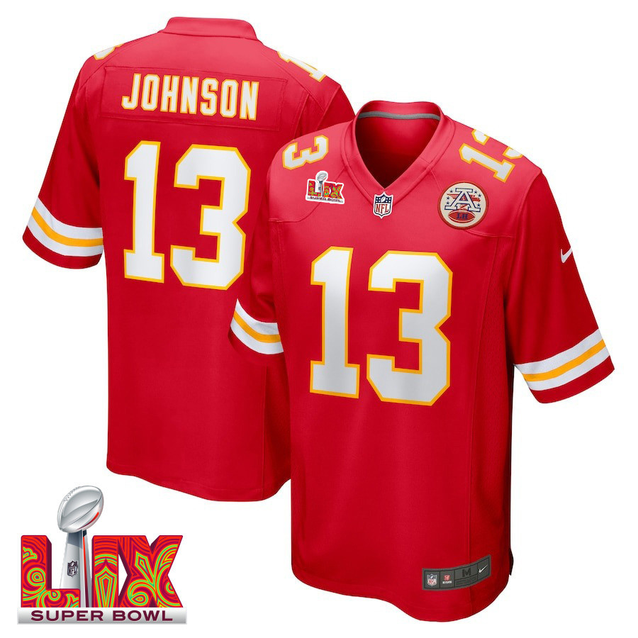 Nazeeh Johnson #13 Kansas City Chiefs Super Bowl LIX Red NFL Jersey Men's