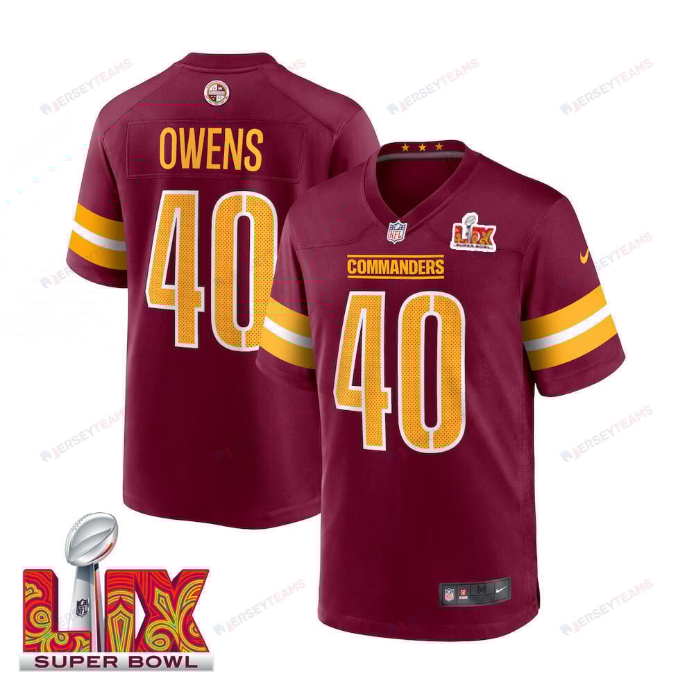 Tyler Owens #40 Washington Commanders Super Bowl LIX Burgundy NFL Jersey Men's