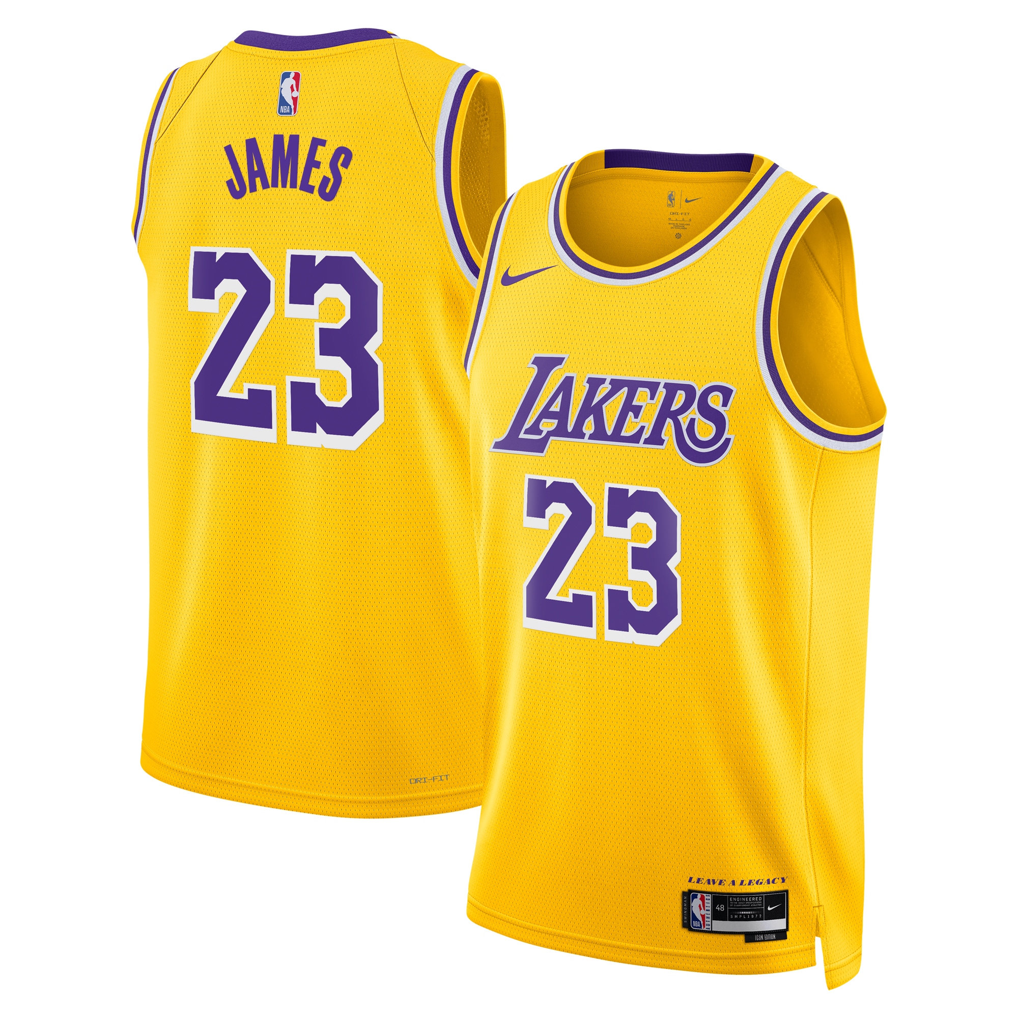 Los Angeles Lakers Icon Swingman Gold LeBron Jame NBA Jersey Youth