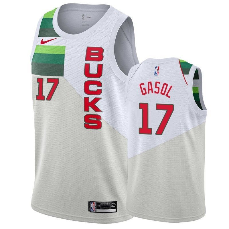 Milwaukee Bucks Pau Gasol 17 Earned Cream NBA Jersey Men's