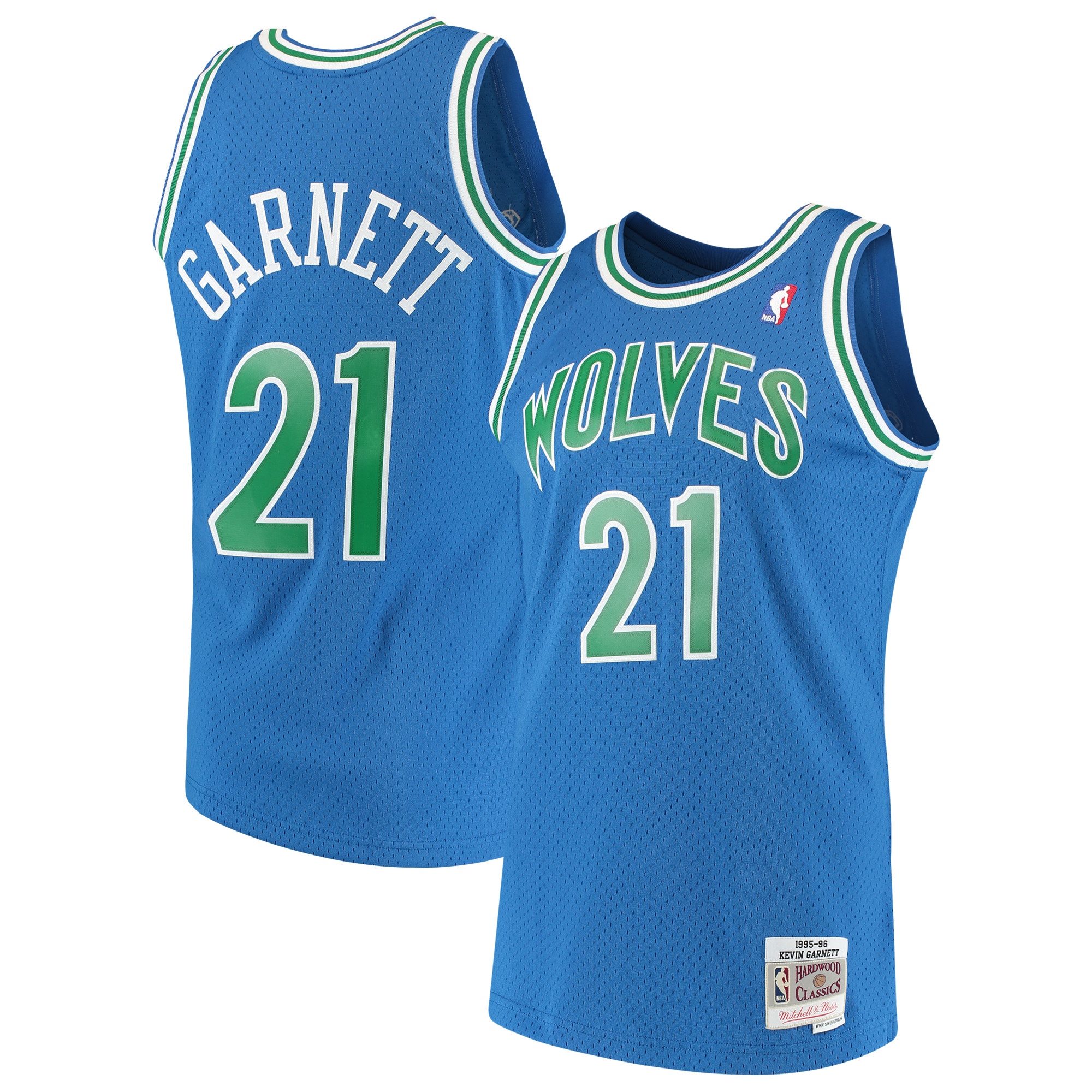 Mitchell Ness Kevin Garnett Blue Minnesota Timberwolves 1995-96 Hardwood Classics Swingman NBA Jersey Men's