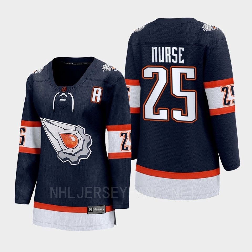 Darnell Nurse 25 Edmonton Oilers 2022 Special Edition 2.0 Breakaway Player Retro Navy NHL Jersey Women's