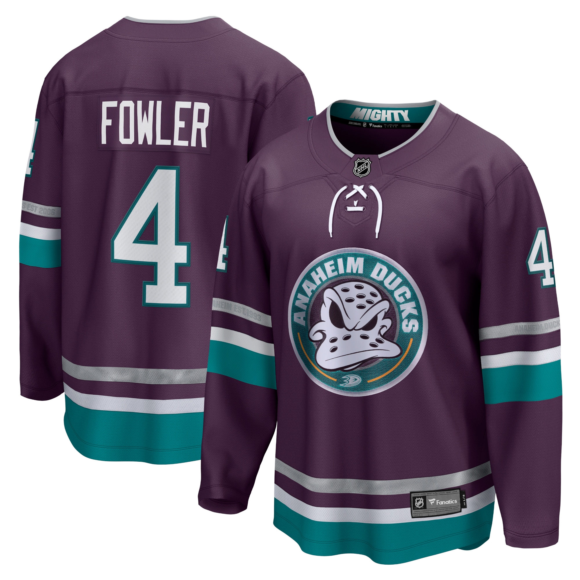 Anaheim Ducks Cam Fowler Purple 30th Anniversary Premier Breakaway NHL Jersey Men's