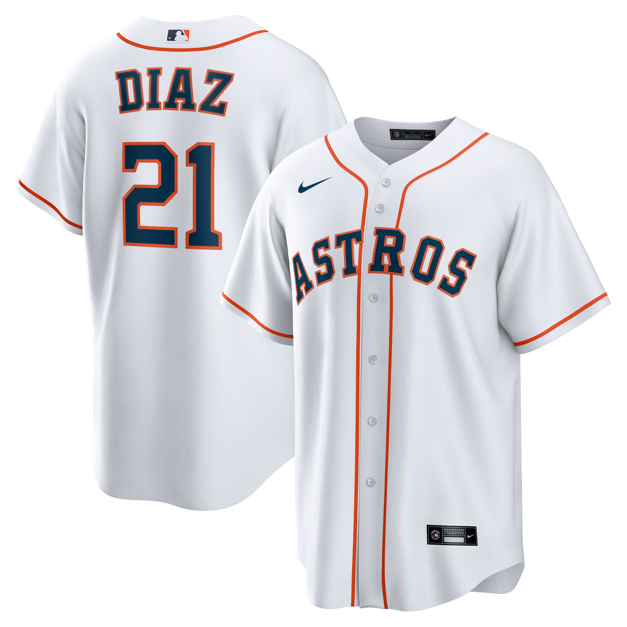 Houston Astros Yainer Diaz White Home MLB Jersey Men's