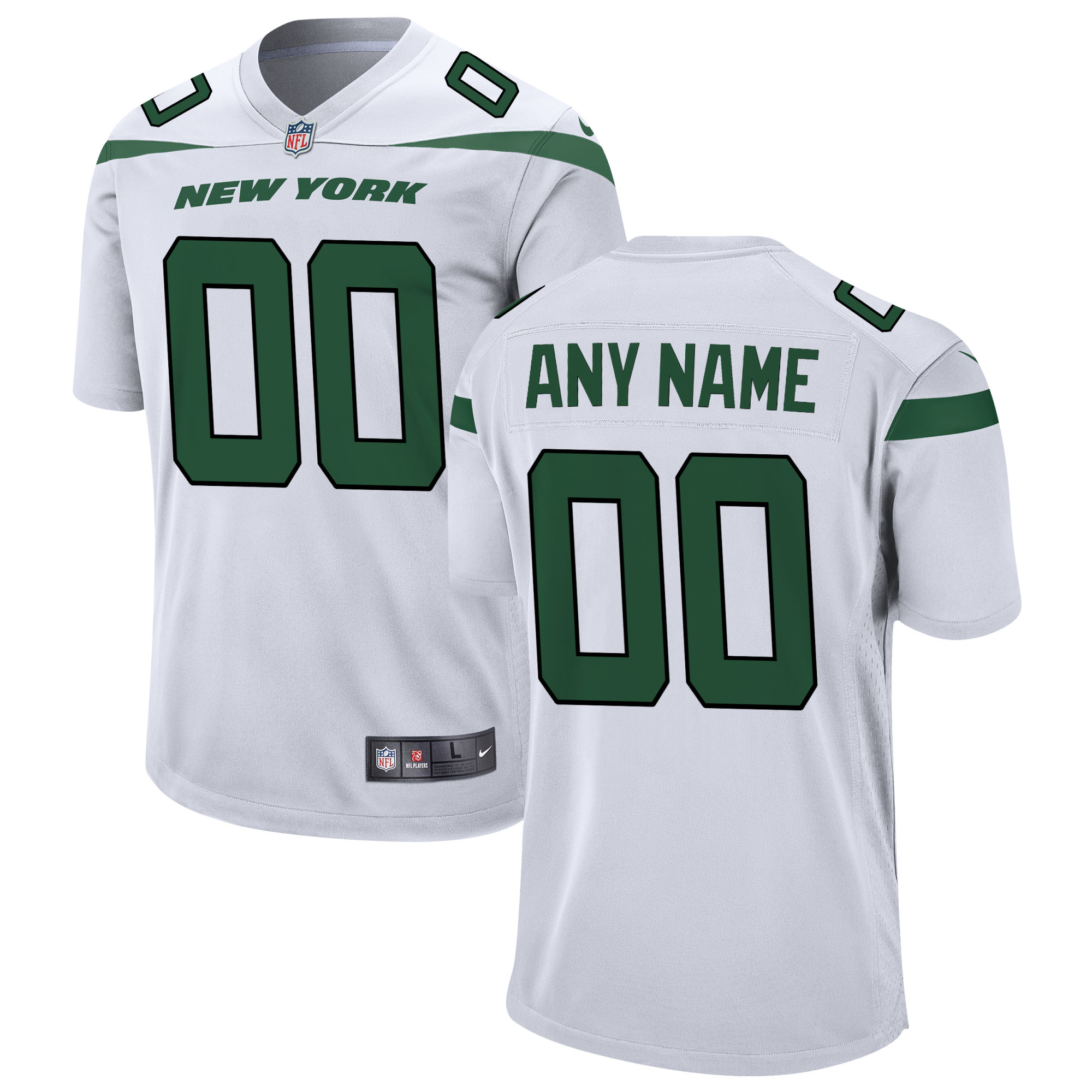 New York Jets White Custom Game NFL Jersey Men's