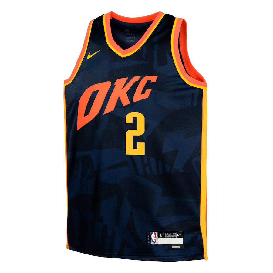 Shai Gilgeous-Alexander 2 Oklahoma City Thunder 2023/24 City Edition Swingma Navy NBA Jersey Youth