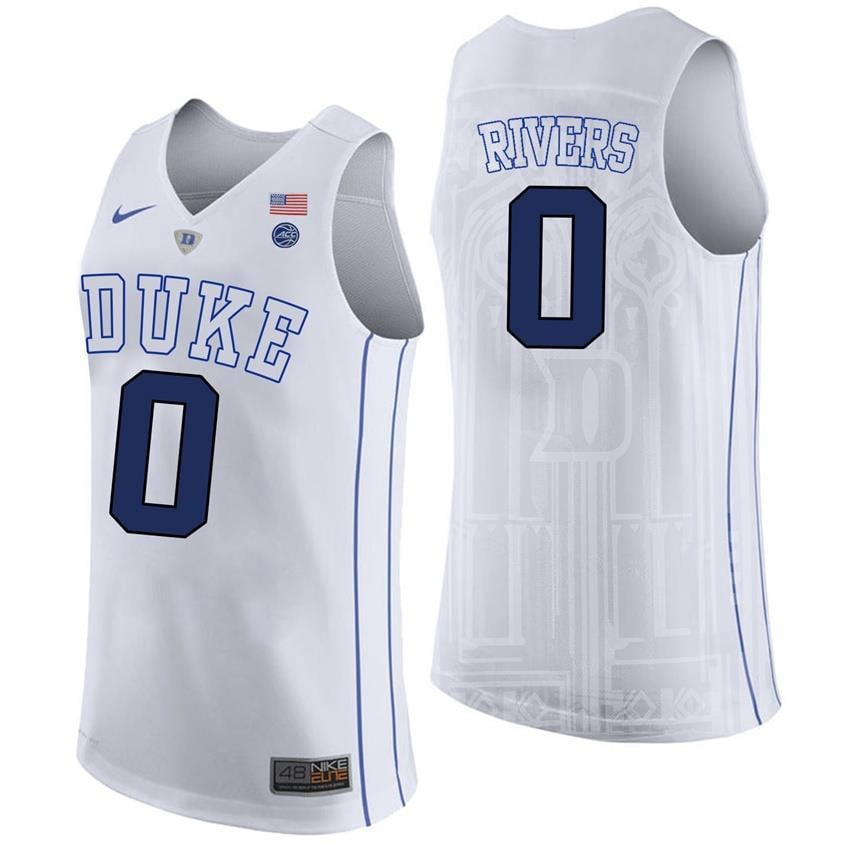 Duke Blue Devils 0 Austin River White College Player Performance NCAA Jersey Men's