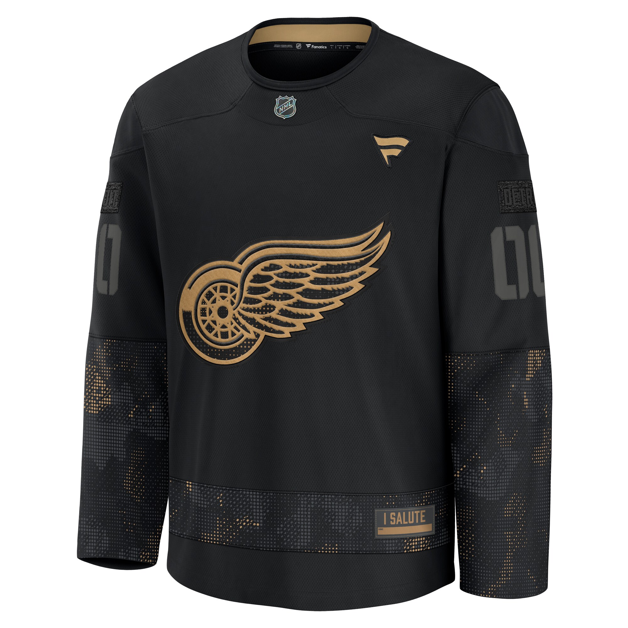Detroit Red Wings Black 2024 Military Appreciation Custom Practice NHL Jersey Men's