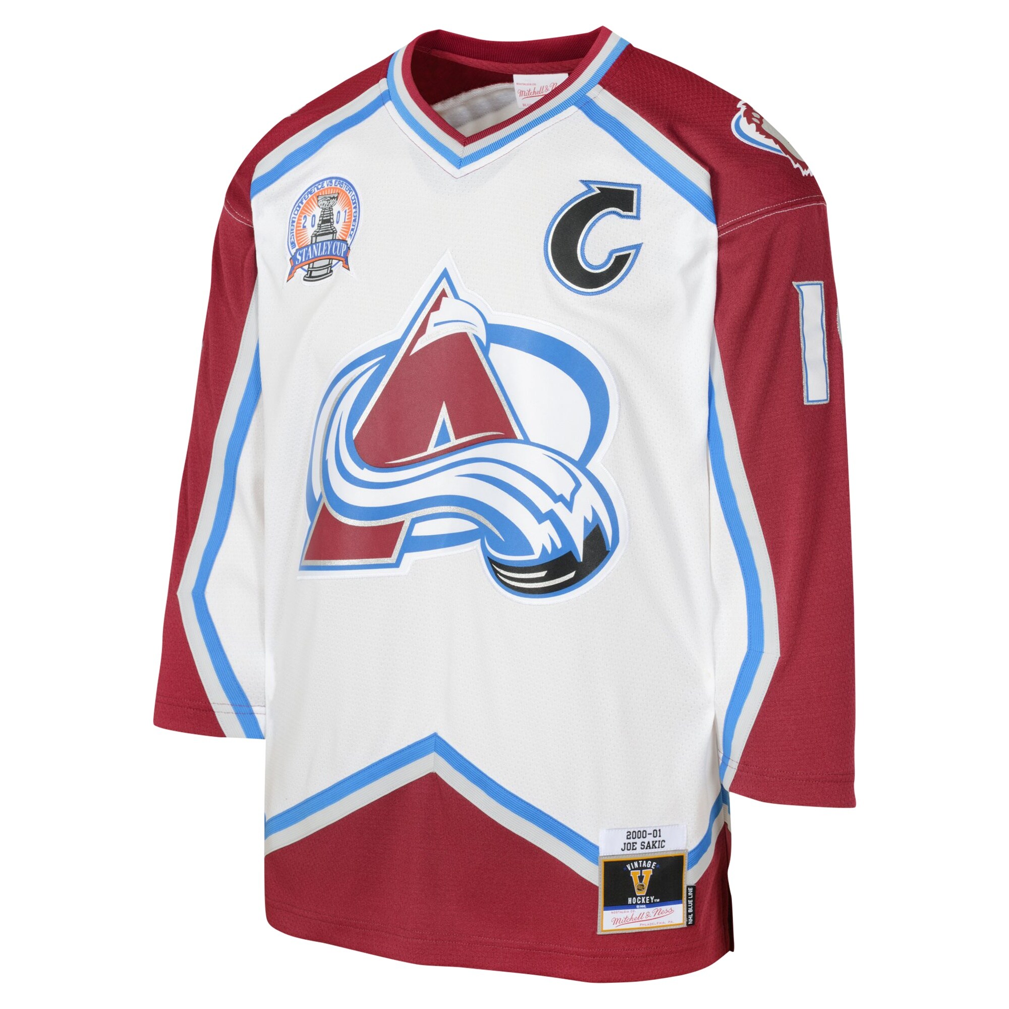 Colorado Avalanche Joe Sakic Mitchell Ness White 2000 Blue Line Player NHL Jersey Youth