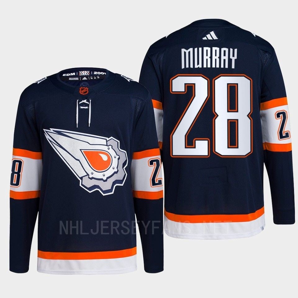 Edmonton Oilers Ryan Murray 28 Navy Primegreen Reverse Retro 2.0 2022 NHL Jersey Men's