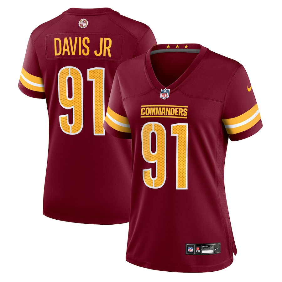 Carl Davis Jr. 91 Washington Commanders Team Game Burgundy NFL Jersey Women's