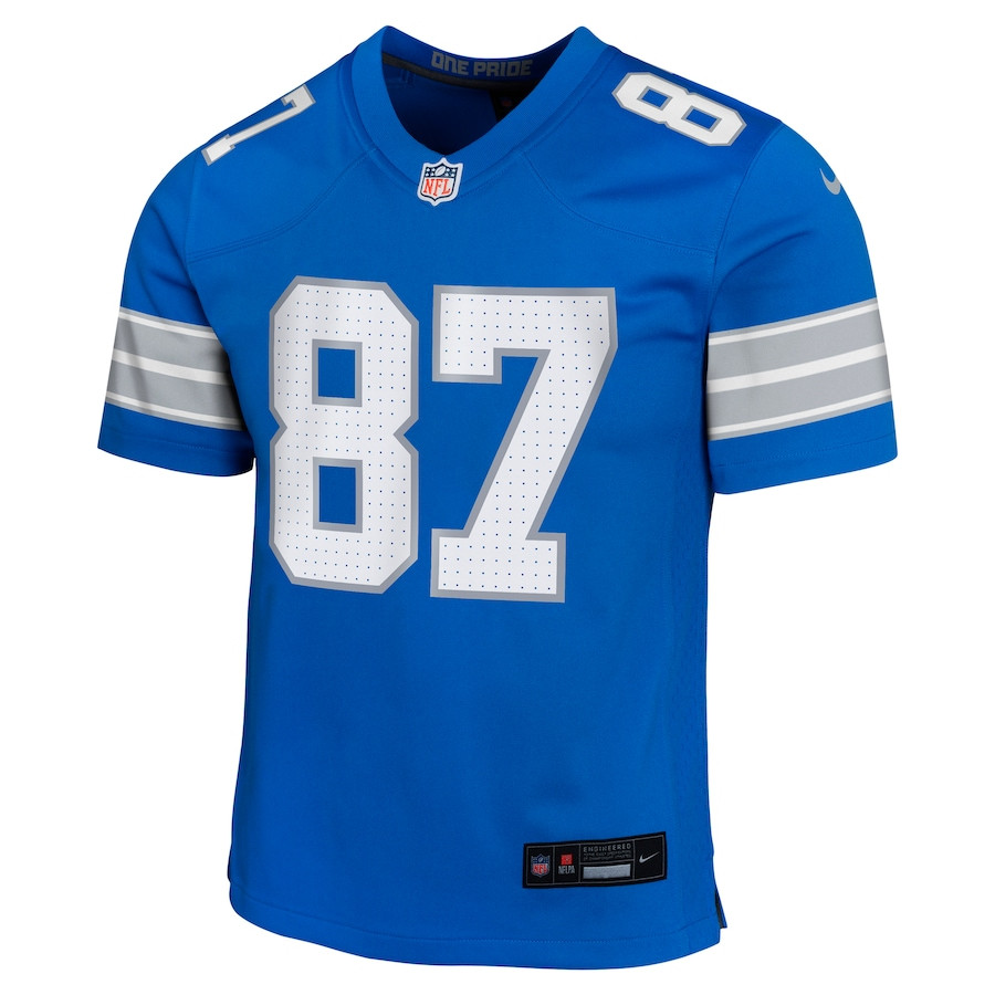 Sam LaPorta 87 Detroit Lions Team Player Game Blue NFL Jersey Youth