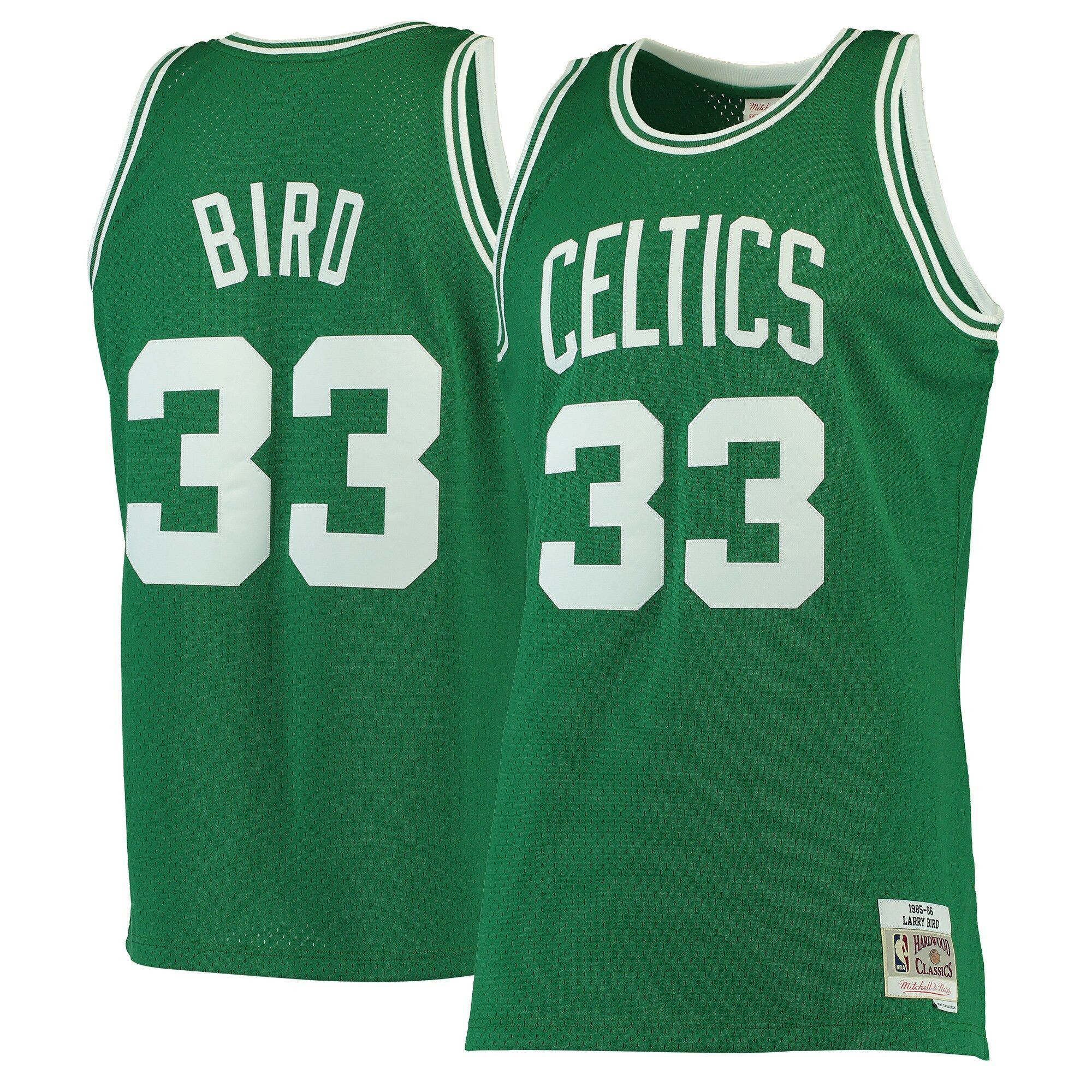 Larry Bird Boston Celtics Mitchell Ness 1985-86 Hardwood Classics Swingman Kelly Green NBA Jersey Men's