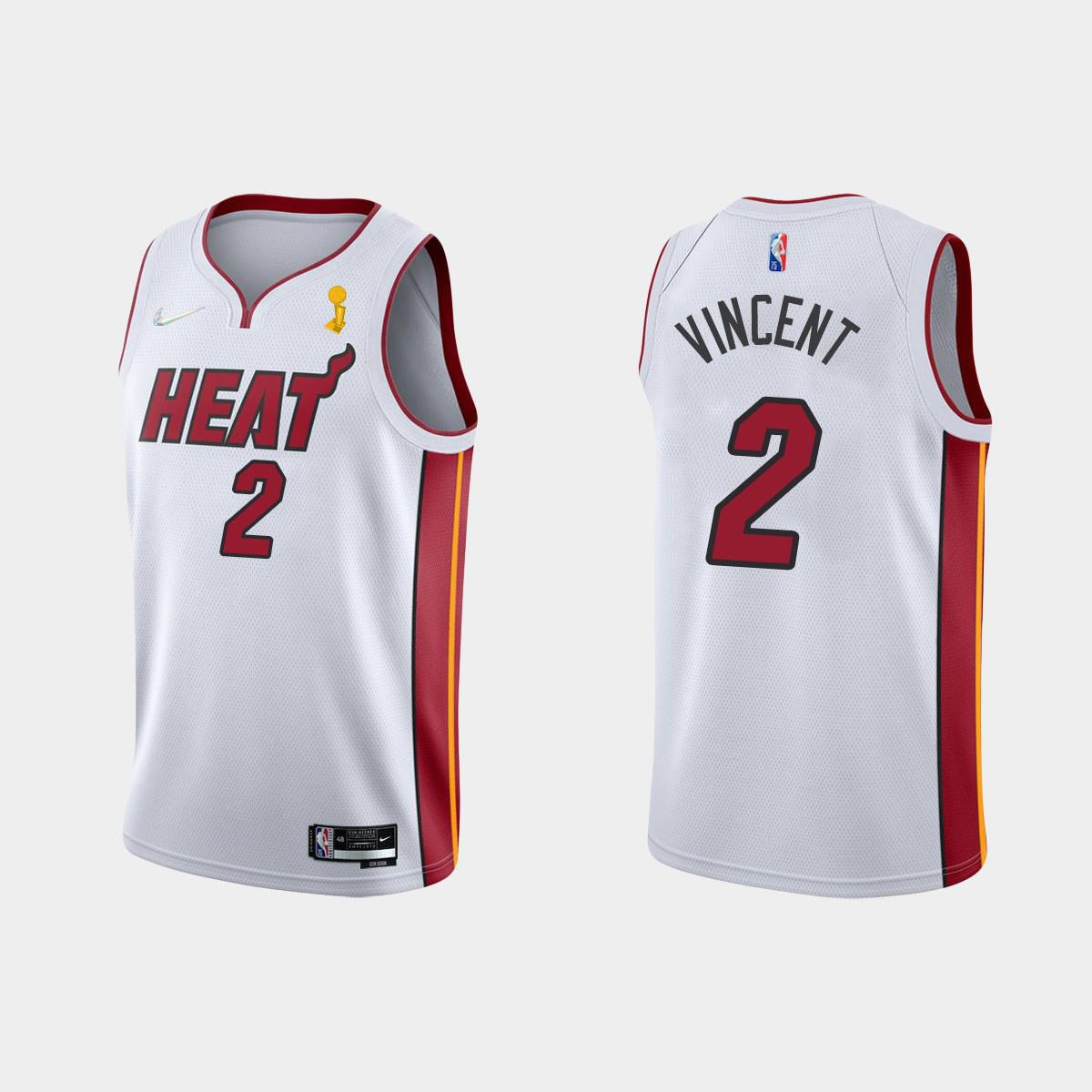 Miami Heat 2 Gabe Vincent Champions Cup 2023 Patc White NBA Jersey Men's