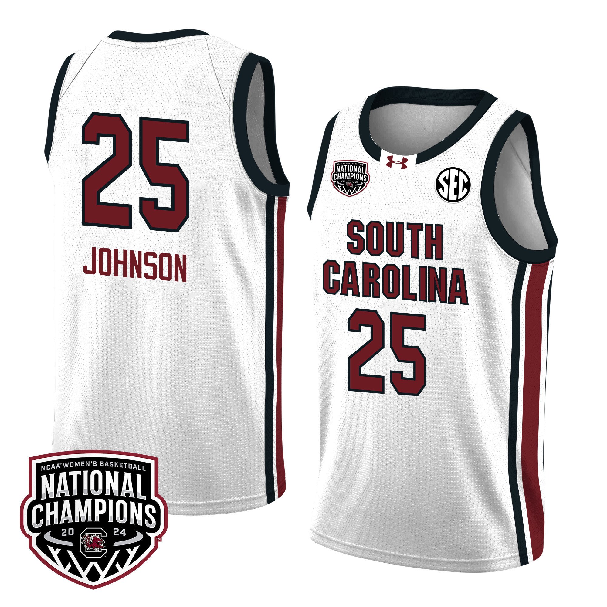 Raven Johnson 25 South Carolina 2024 National Champions Patch Unisex NCAA Jersey Unisex