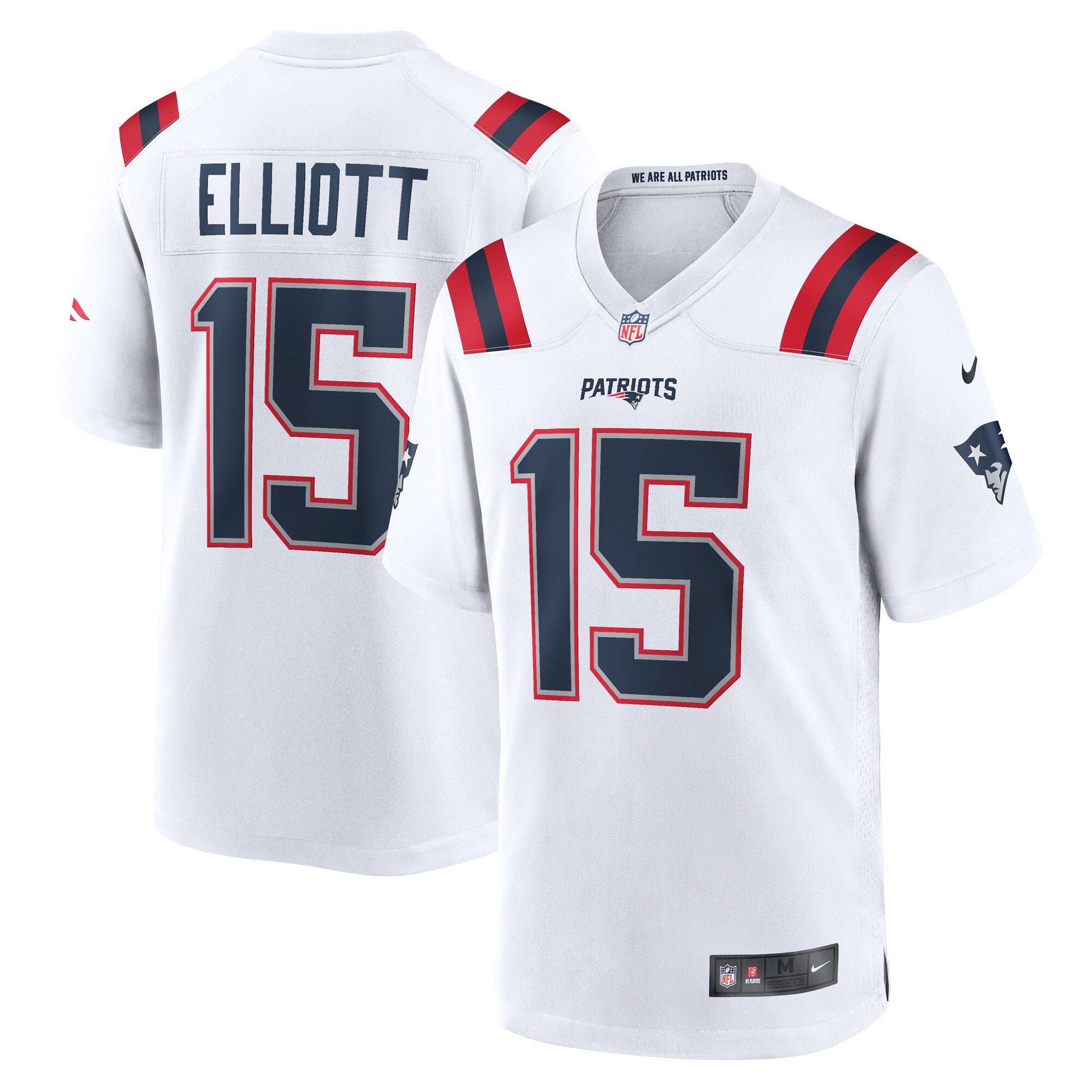 New England Patriots Ezekiel Elliott White Game Player NFL Jersey Men's
