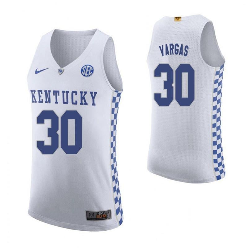 30 Eloy Vargas Roa White Elite Kentucky Wildcats NCAA Jersey Men's