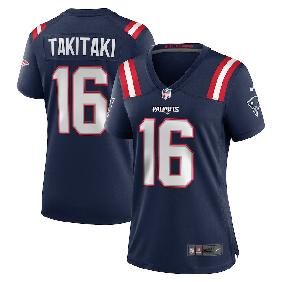 Sione Takitaki 16 New England Patriots Team Game Navy NFL Jersey Women's