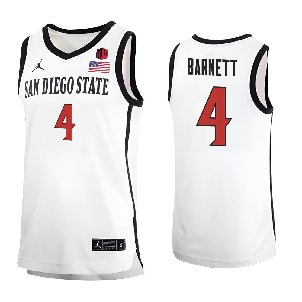 Jared Barnett 4 San Diego State Aztecs 2023 MW Logo- Me White NCAA Jersey Men's