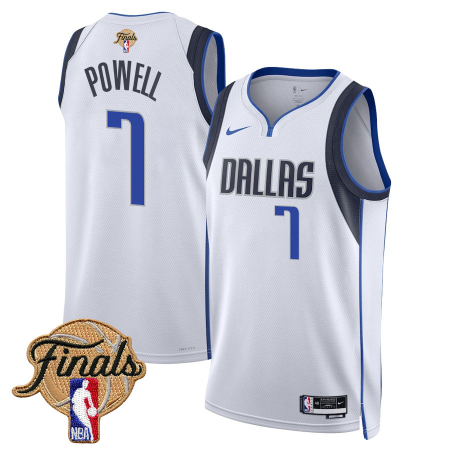 Dwight Powell 7 Dallas Mavericks 2024 FINALS PATCH Swingman Association Editio White NBA Jersey Men's