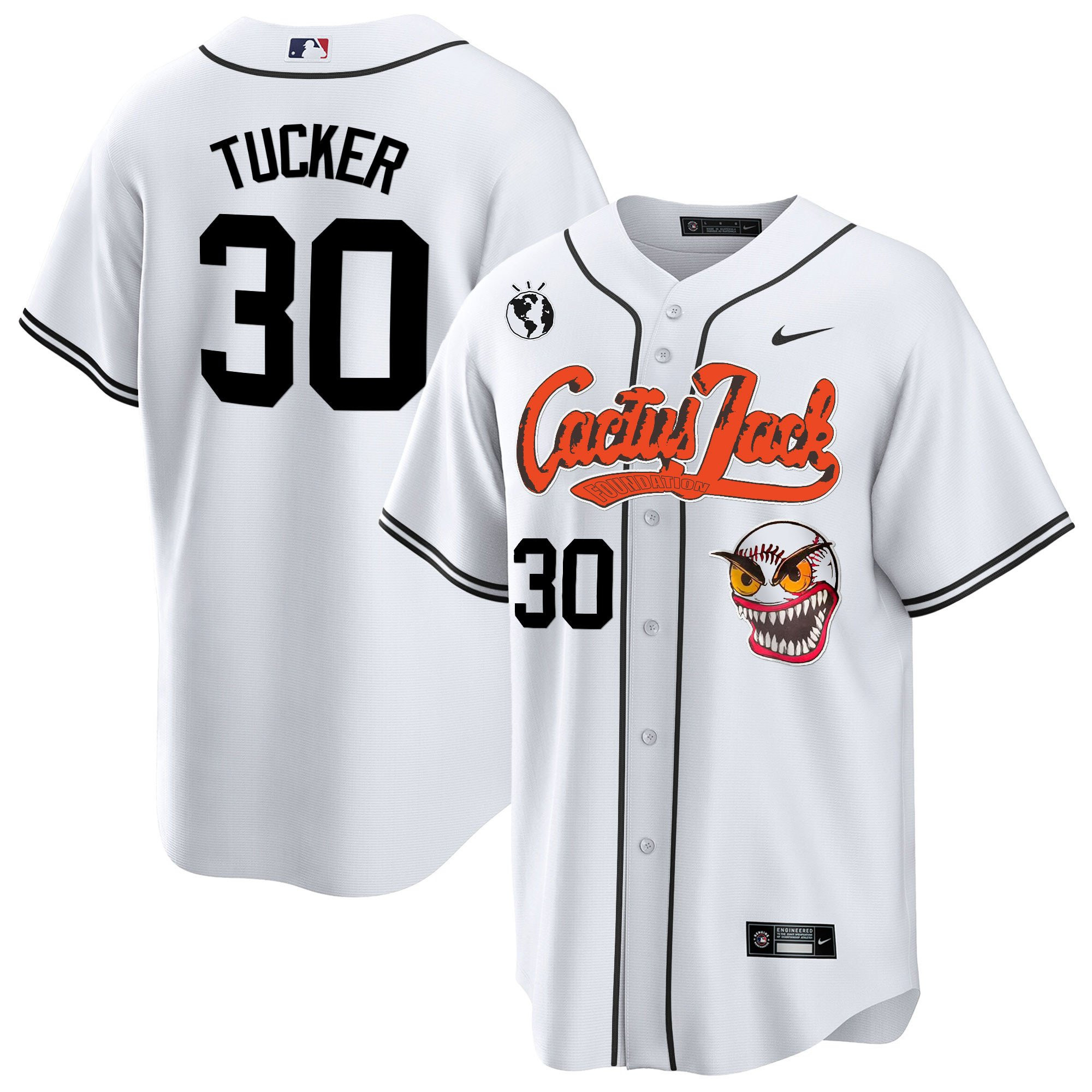 Kyle Tucker 30 Houston Astros Cactus Jack White Men MLB Jersey Men's
