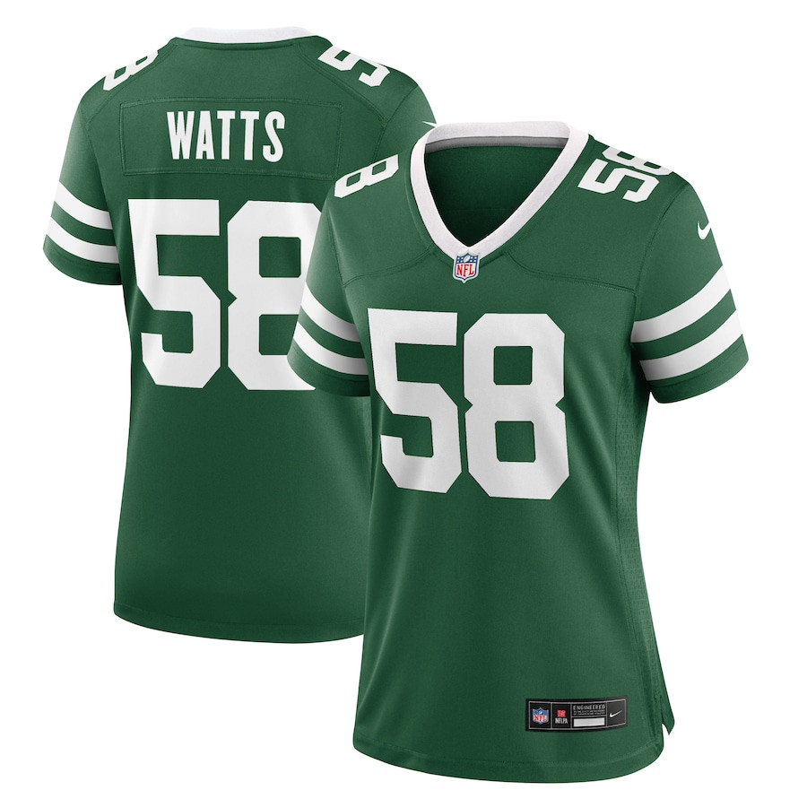 Eric Watts 58 New York Jets Team Game Legacy Green NFL Jersey Women's
