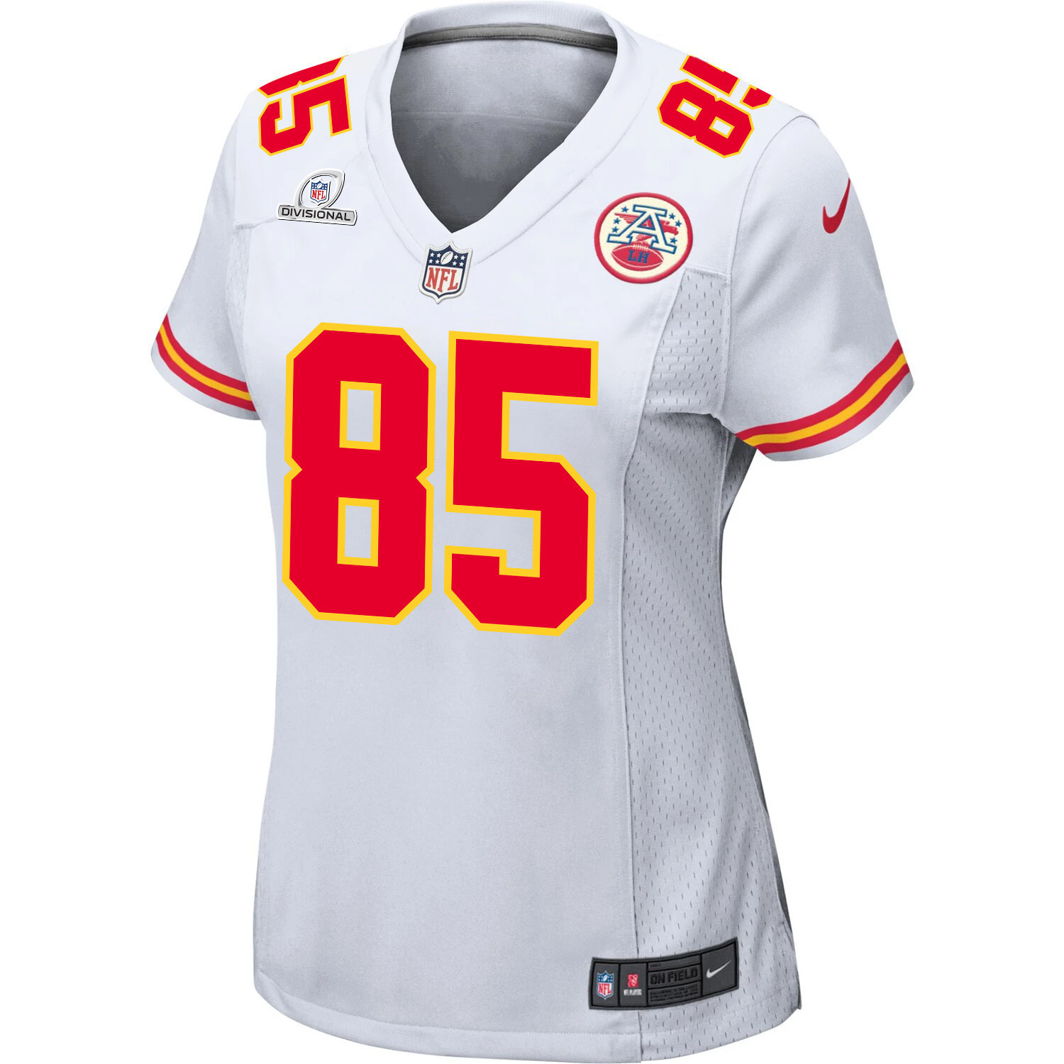 Izaiah Gathings 85 Kansas City Chiefs Super Bowl LVIII Patch Game White NFL Jersey Women's