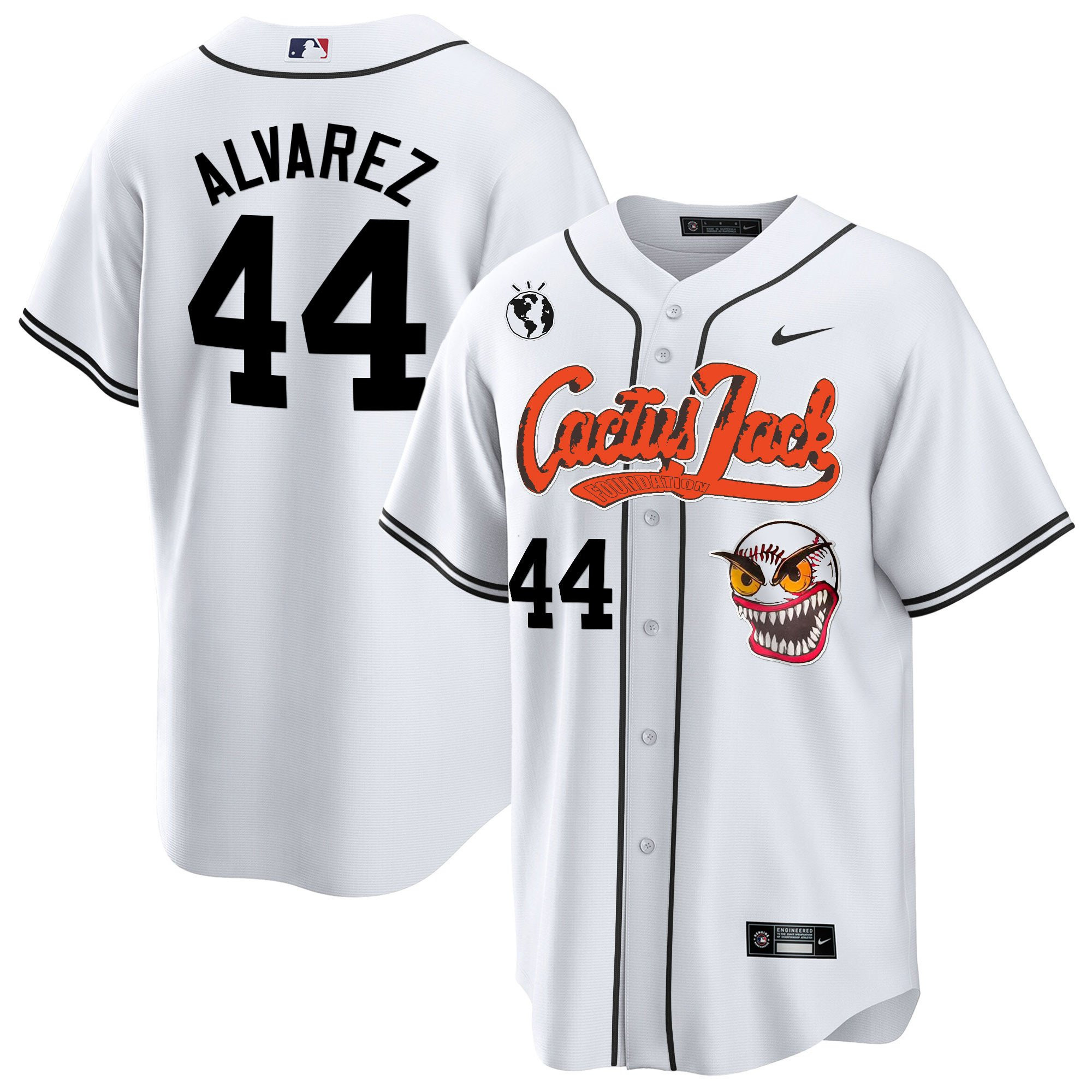Yordan Alvarez 44 Houston Astros Cactus Jack White Men MLB Jersey Men's