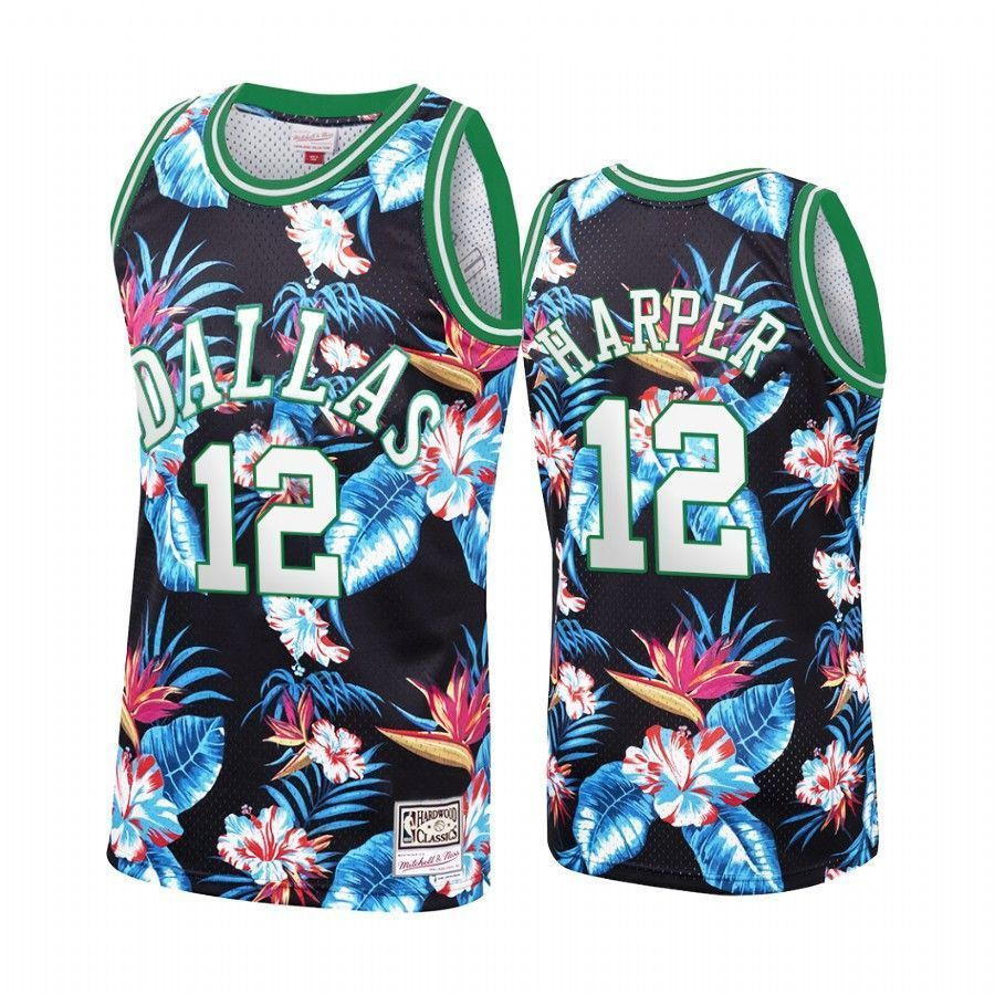 Dallas Mavericks Derek Harper 12 Floral Fashion NBA Jersey Men's