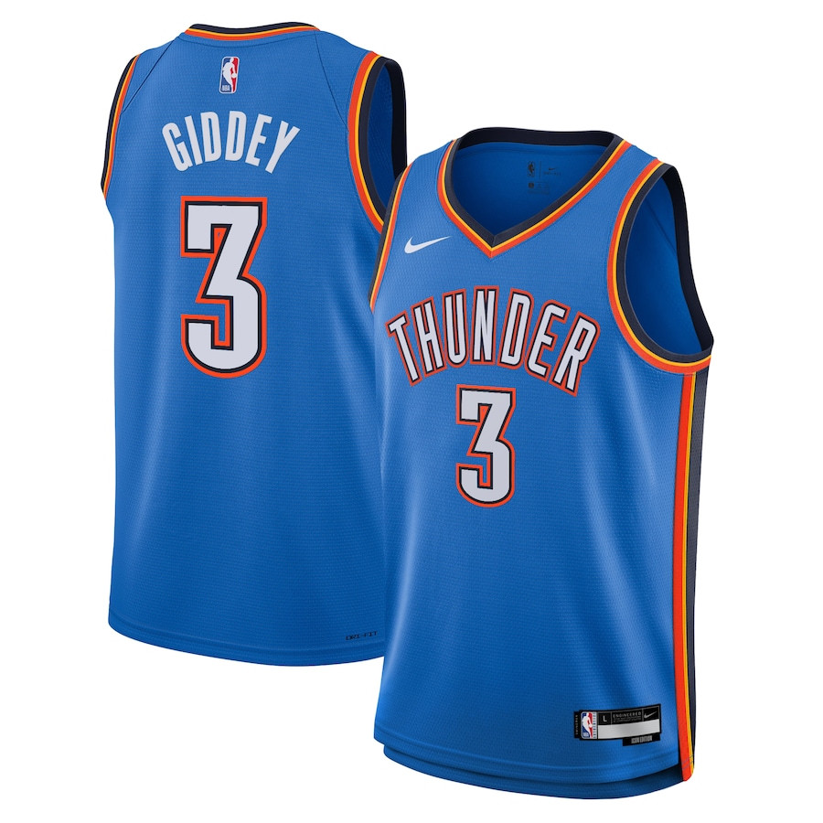 Josh Giddey 3 Oklahoma City Thunde Unisex Swingman Icon Edition Blue NBA Jersey Unisex