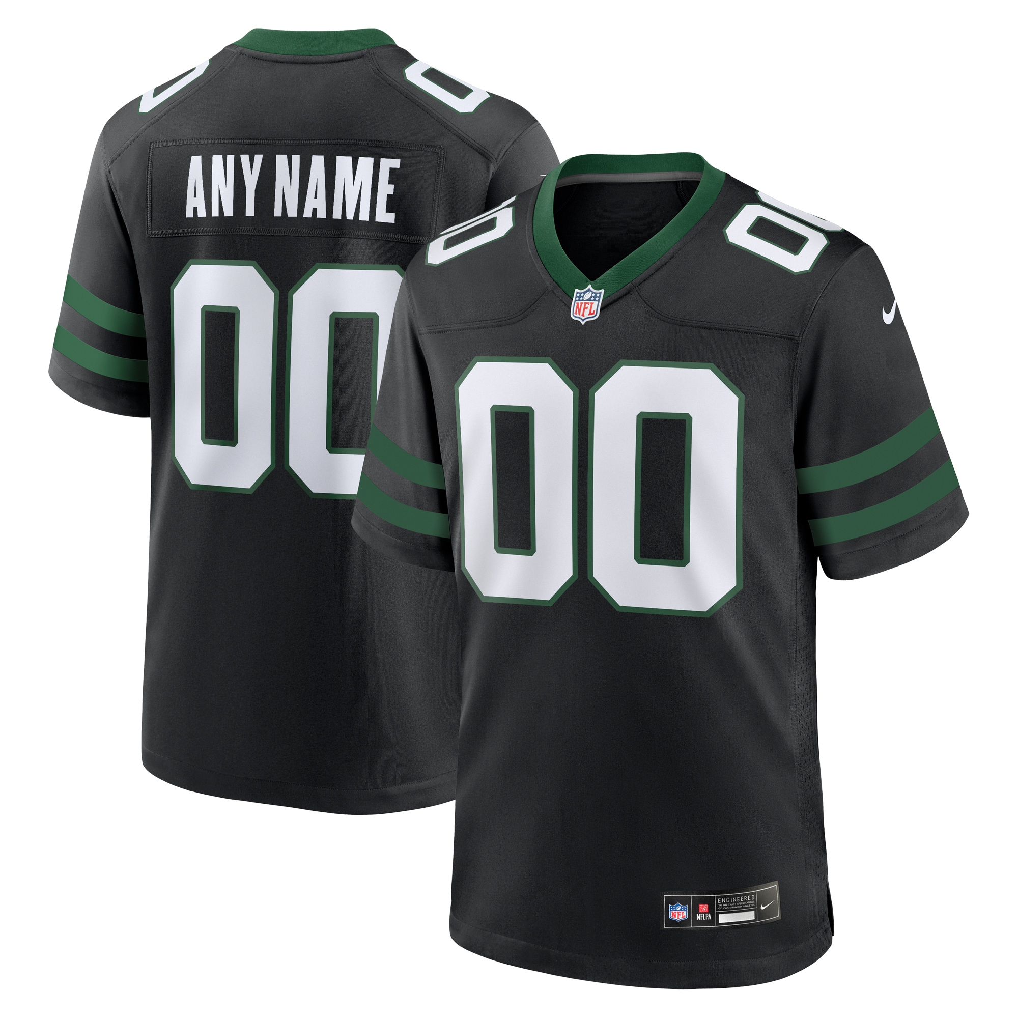 New York Jets Legacy Black Alternate Custom Game NFL Jersey Men's