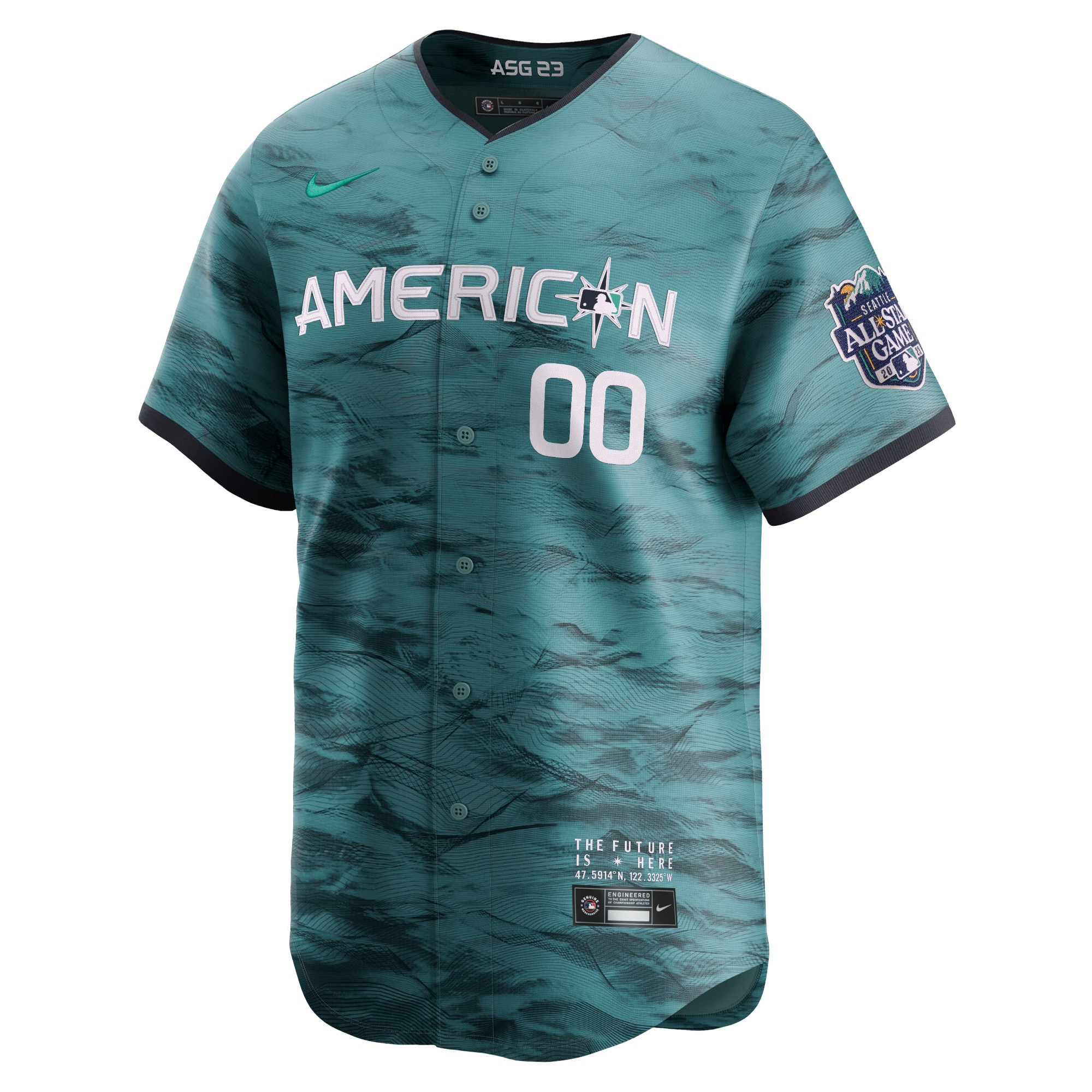 American League 2023 All Star Game Limited Custom 00 Teal MLB Jersey Men's