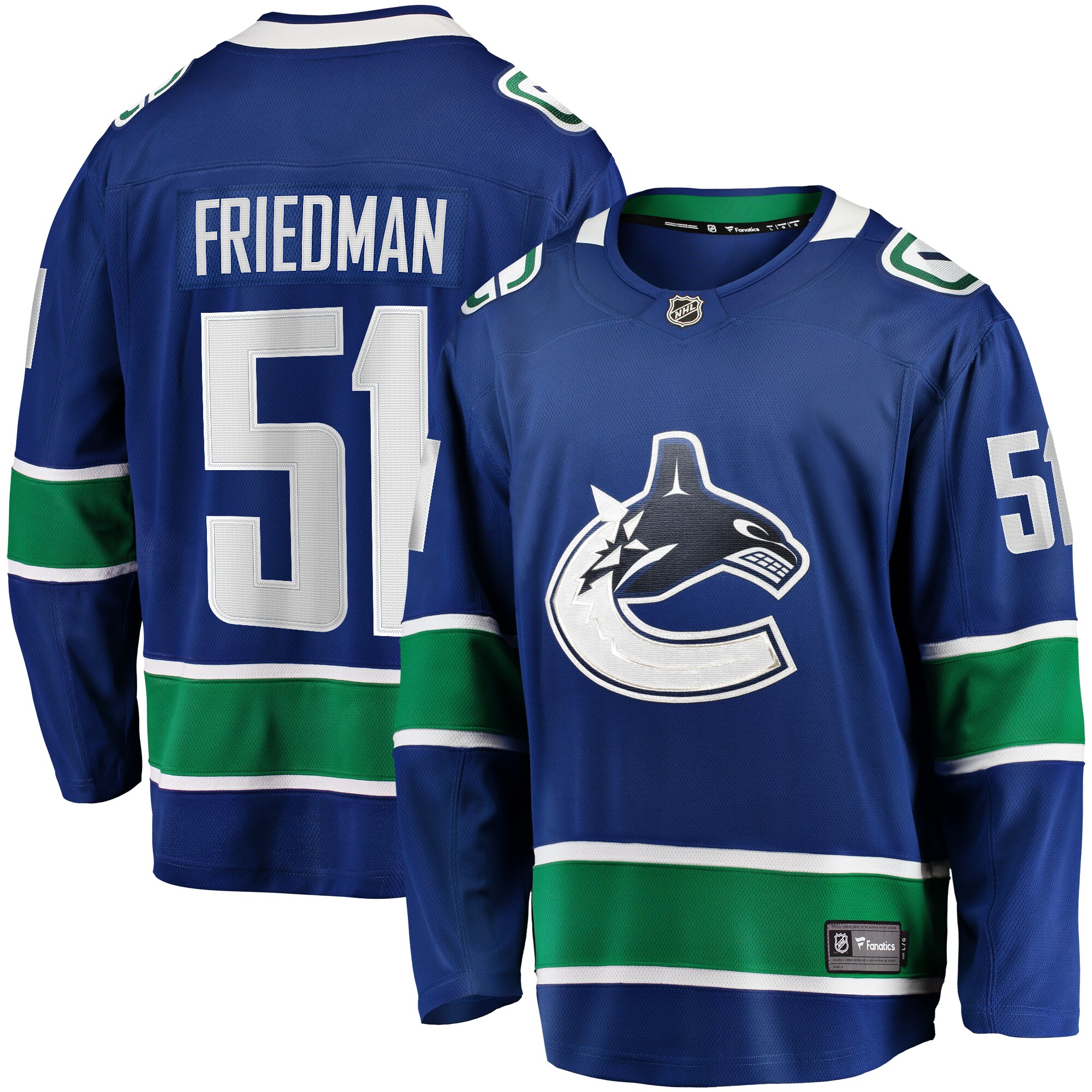 Vancouver Canucks Mark Friedman Blue Home Premier Breakaway Player NHL Jersey Men's