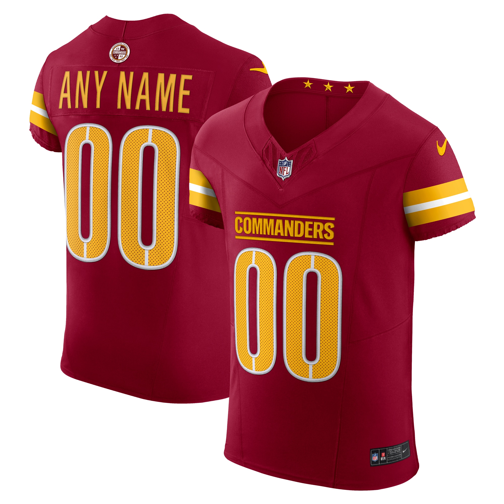 Washington Commanders Burgundy Team Vapor F.U.S.E. Elite Custom NFL Jersey Men's