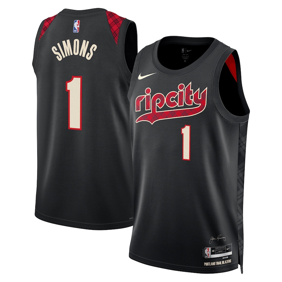 Anfernee Simons 1 Portland Trail Blazers 2023/24 City Edition Swingman Black NBA Jersey Men's