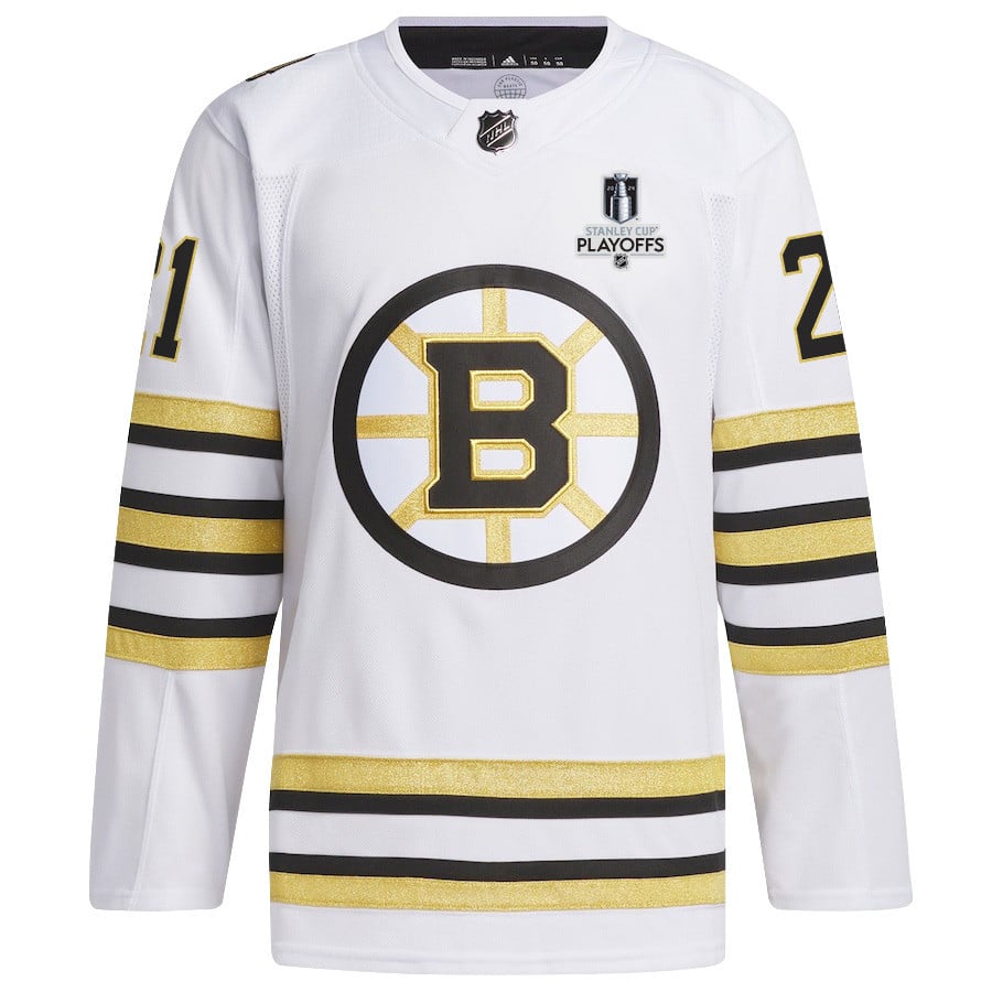James van Riemsdyk 21 Boston Bruins 2024 Playoffs Patch Away White NHL Jersey Men's