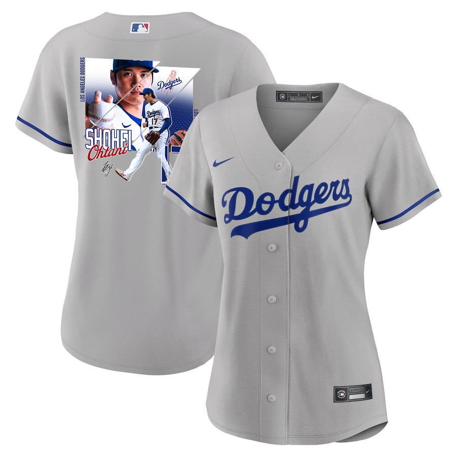 Shohei Ohtani 17 Los Angeles Dodgers Signed Greatest Sho On Earth 2023 Road Gray MLB Jersey Women's