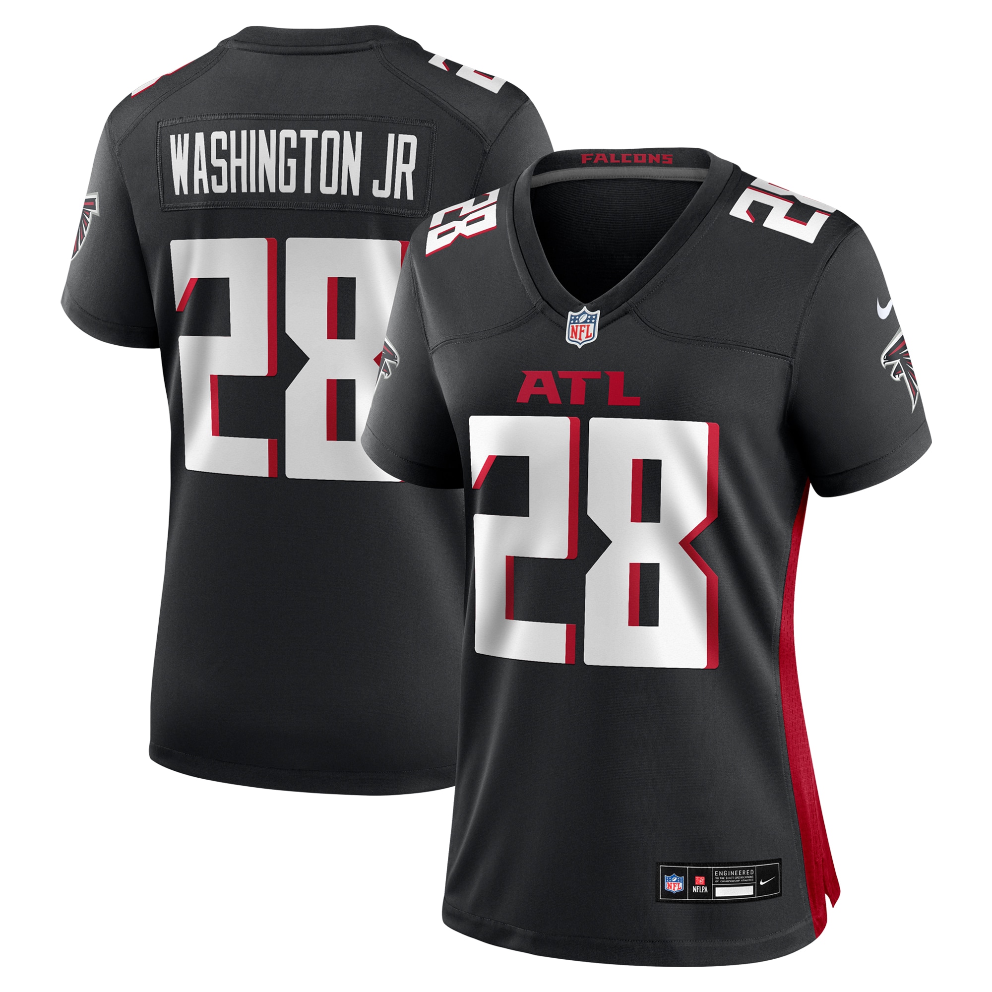Atlanta Falcons Carlos Washington Jr. Black Team Game NFL Jersey Women's