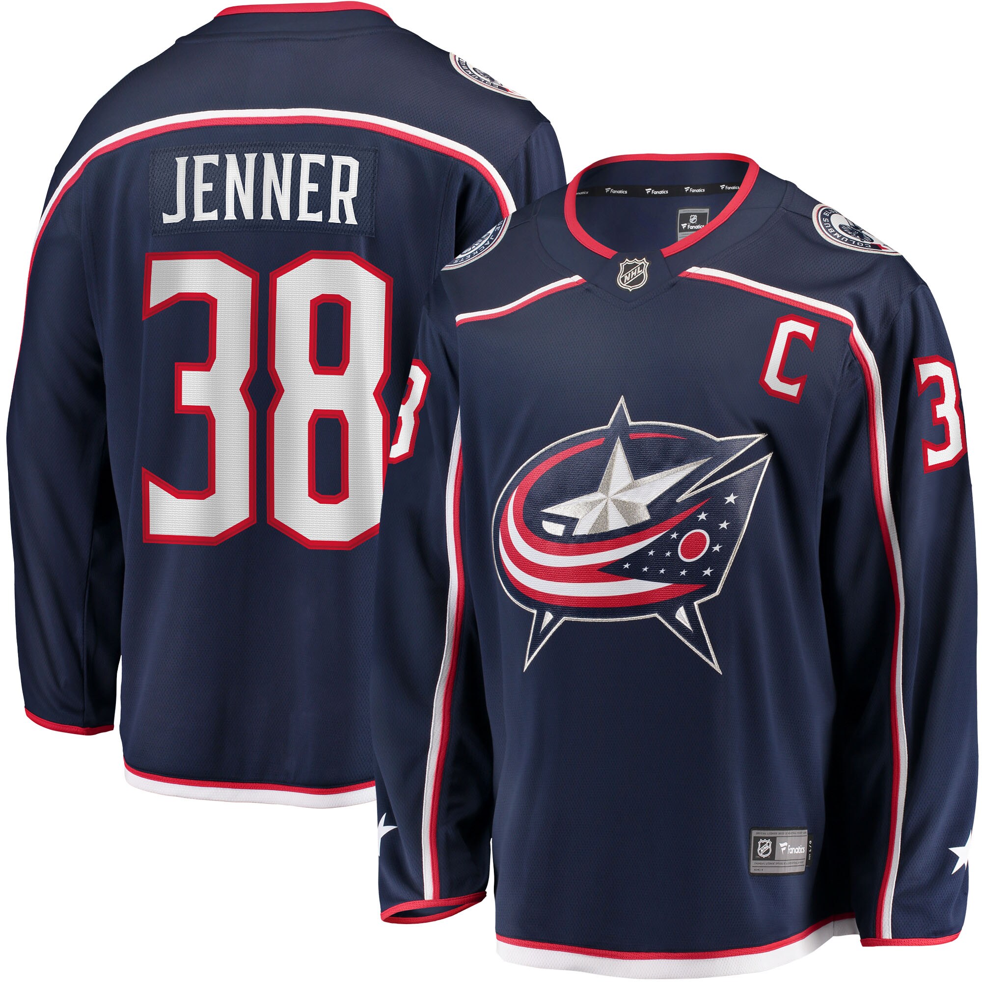 Columbus Blue Jackets Boone Jenner Navy Home Captain Patch Breakaway Player NHL Jersey Men's