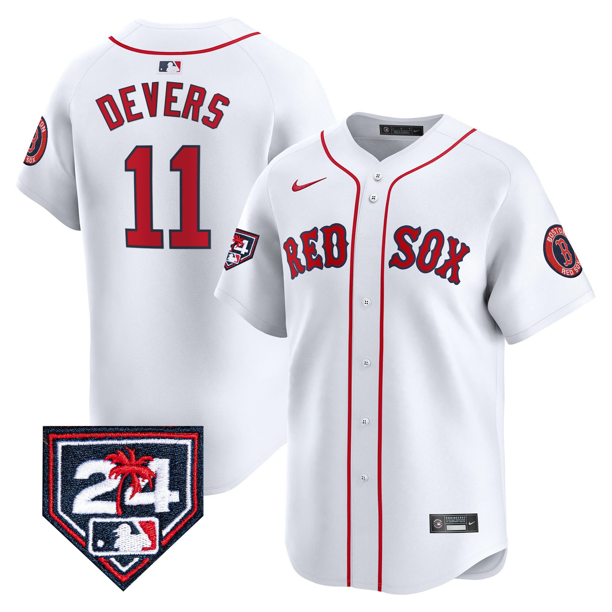 Rafael Devers 11 Boston Red Sox 2024 Spring Training White MLB Jersey Men's
