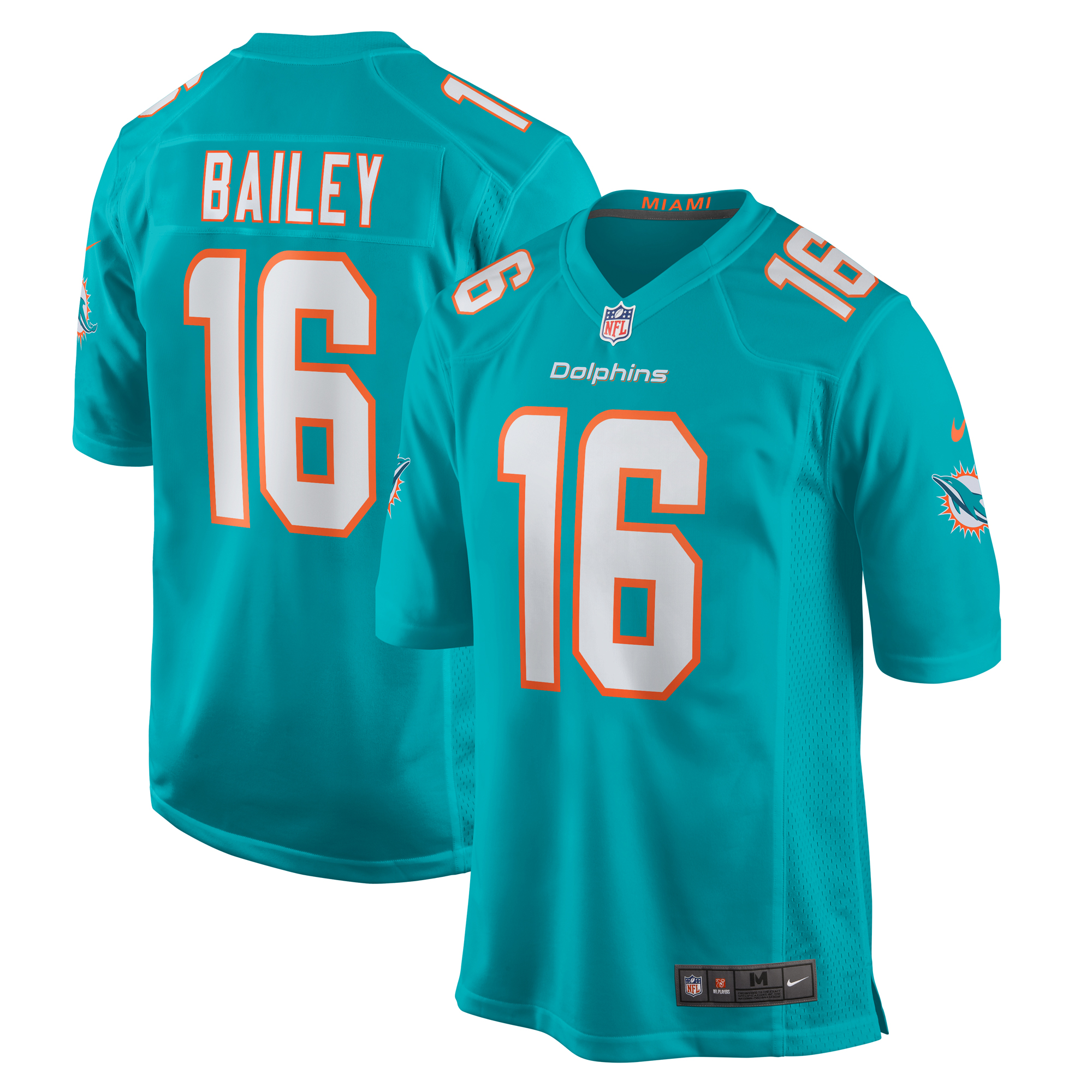 Miami Dolphins Jake Bailey Aqua Game Player NFL Jersey Men's