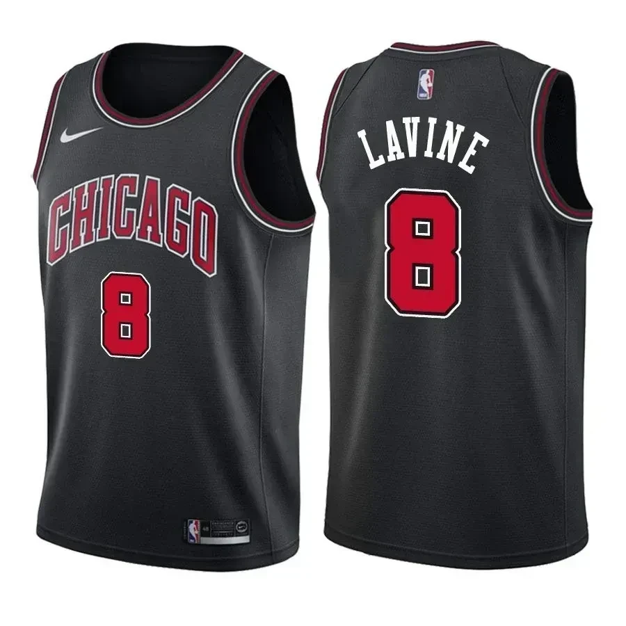 Chicago Bulls Zach Lavine 8 Statet Black NBA Jersey Men's