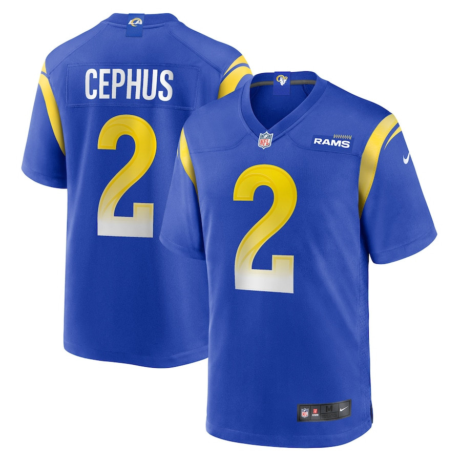 Quintez Cephus 2 Los Angeles Rams Team Game Royal NFL Jersey Men's