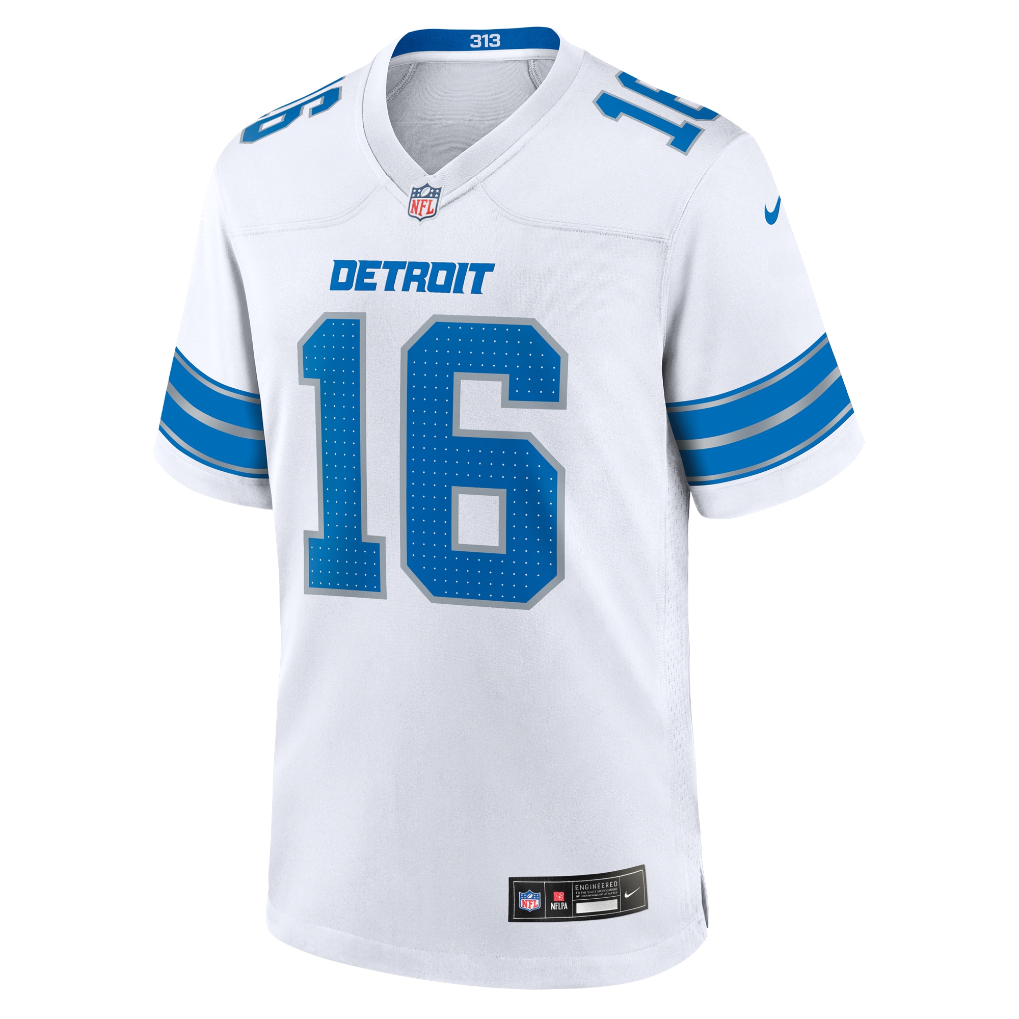 Detroit Lions Jared Goff White Game NFL Jersey Men's