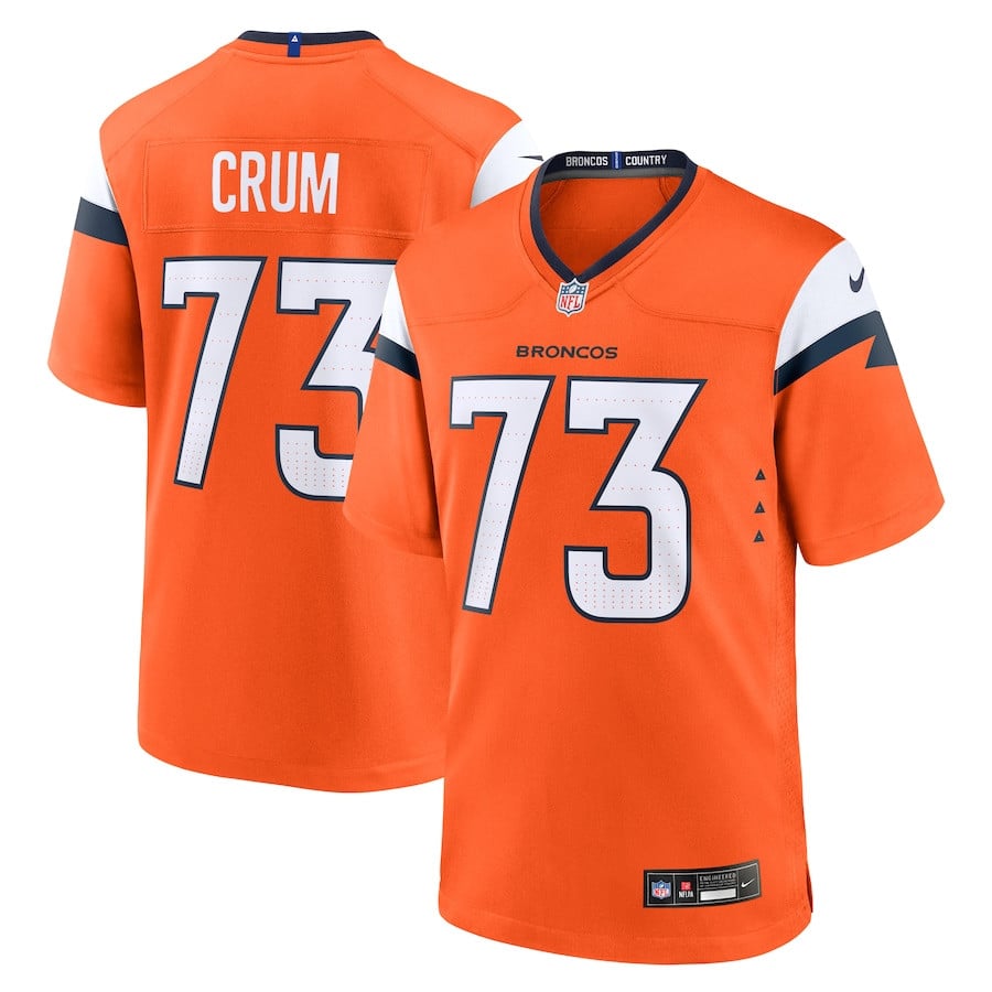 Frank Crum 73 Denver Broncos Team Game Orange NFL Jersey Men's