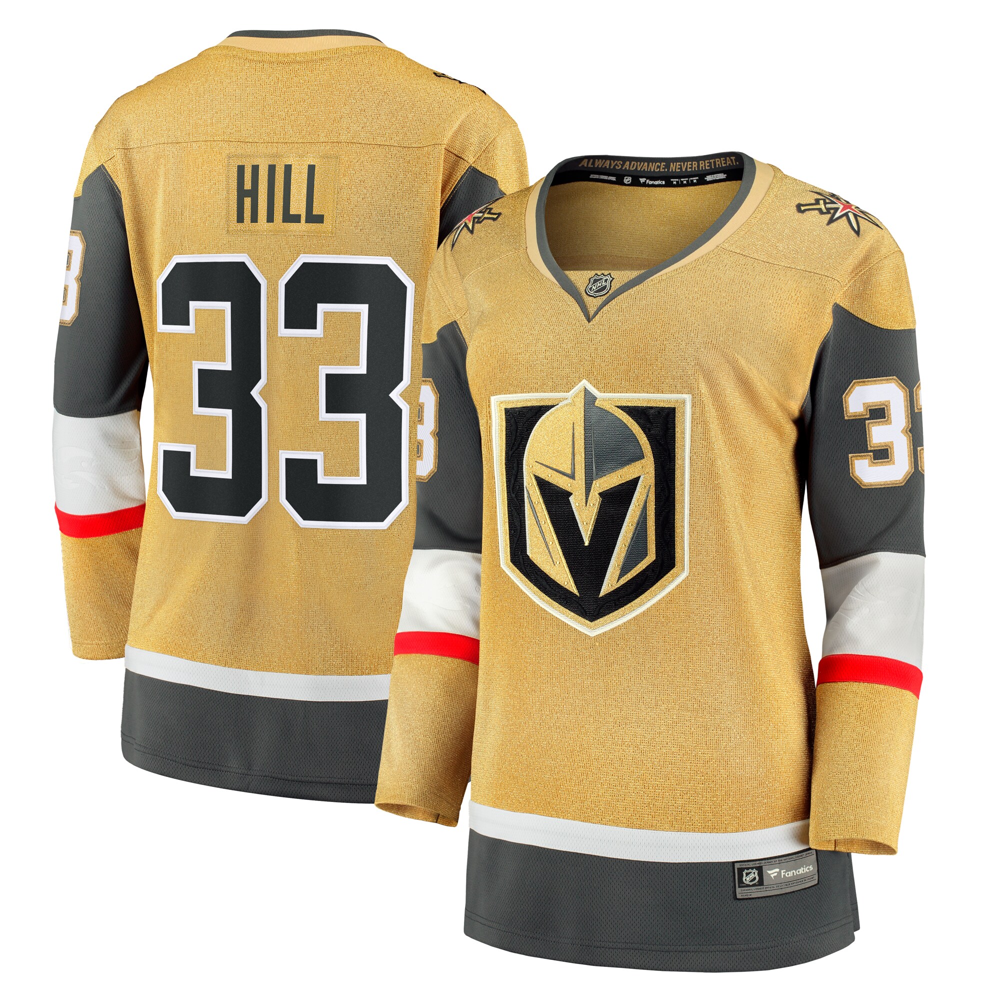 Vegas Golden Knights Adin Hill Gold Home Breakaway Player NHL Jersey Women's
