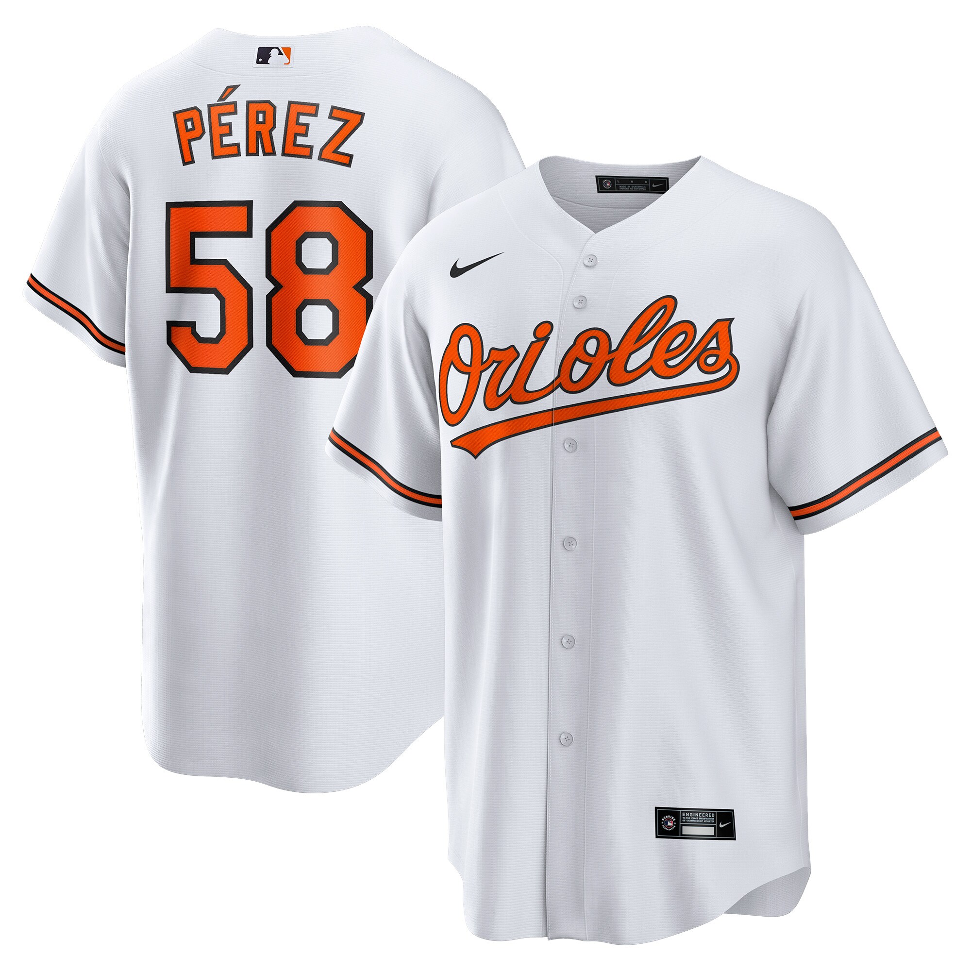 Baltimore Orioles Cionel P?rez White Home Player MLB Jersey Men's