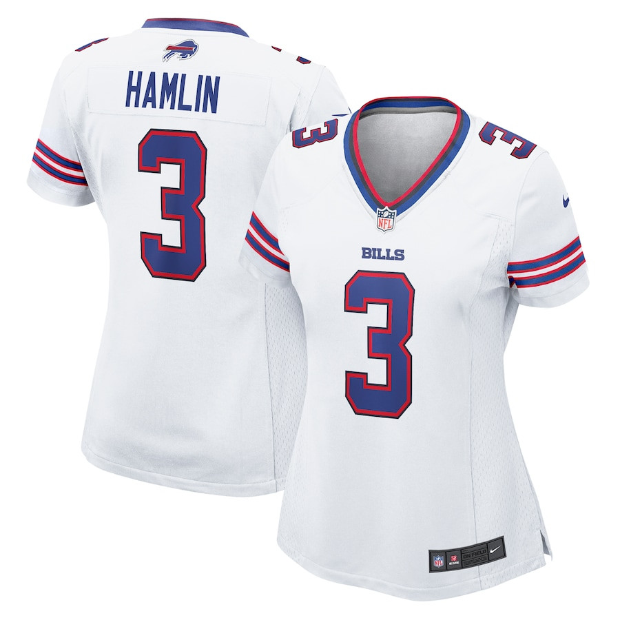 Damar Hamlin 3 Buffalo Bills Game White NFL Jersey Women's