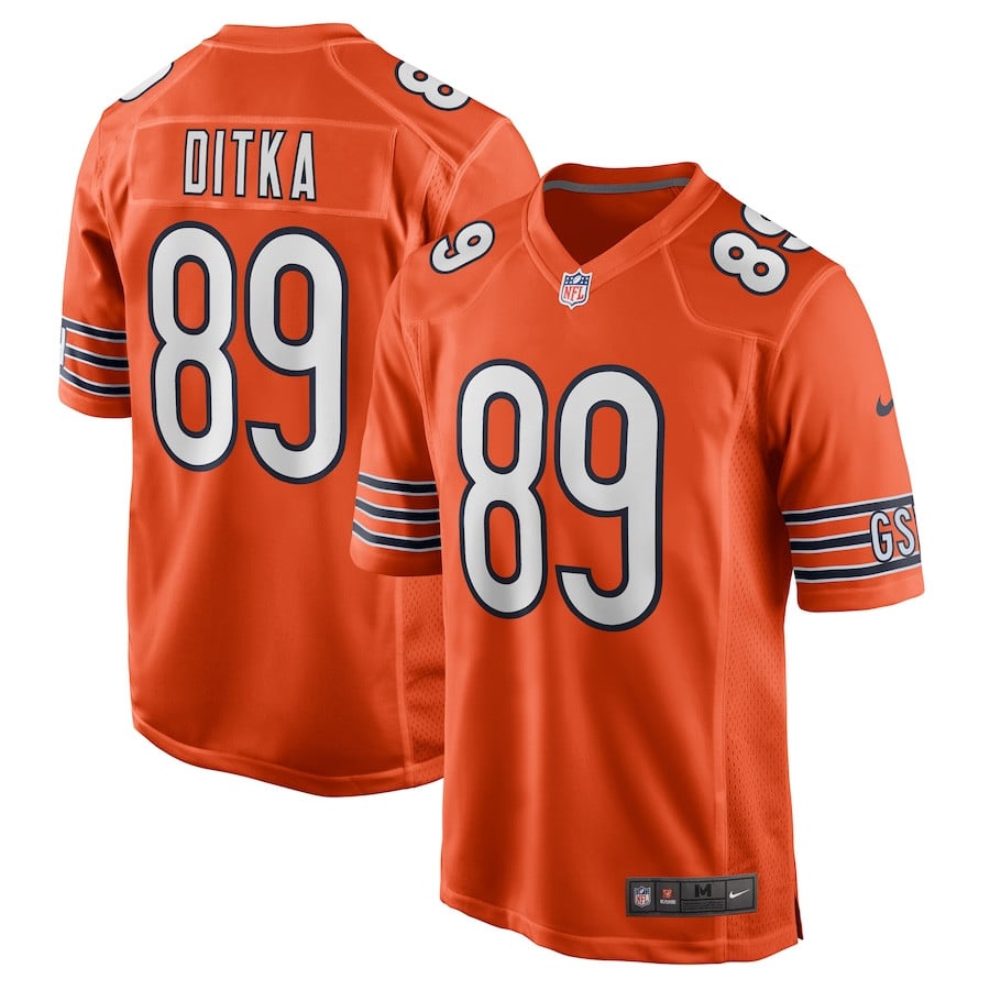 Mike Ditka 89 Chicago Bears Retired Orange NFL Jersey Men's